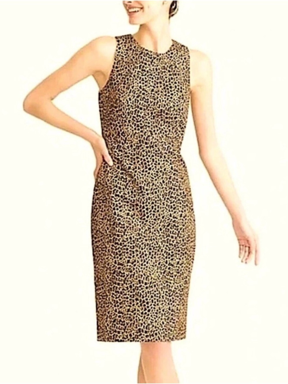 J.CREW Leopard Print Sleeveless Cotton Sheath Dress Size 00